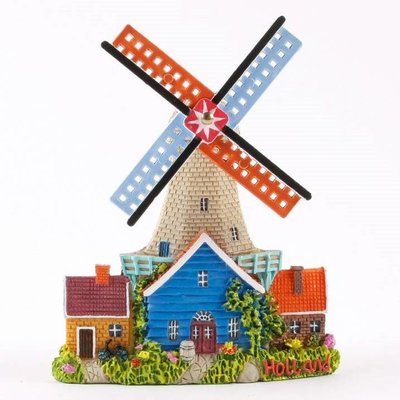Matix Magneet polystone stellingmolen met huisje - grijs/blauw