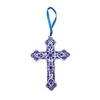 Heinen Delftware Christmas ornament Cross Delft blue