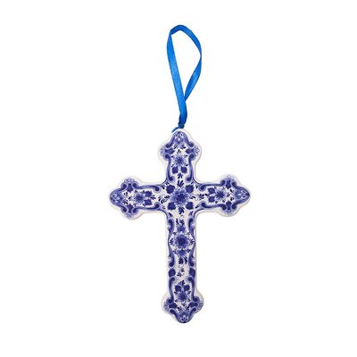 Heinen Delftware Weihnachtsschmuck Kreuz Delfter Blau