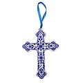 Heinen Delfts blauw Weihnachtsschmuck Kreuz Delfter Blau