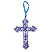 Heinen Delfts blauw Weihnachtsschmuck Kreuz Delfter Blau