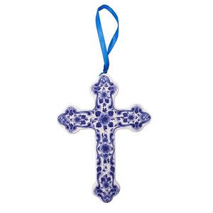 Heinen Delfts blauw Christmas ornament Cross Delft blue