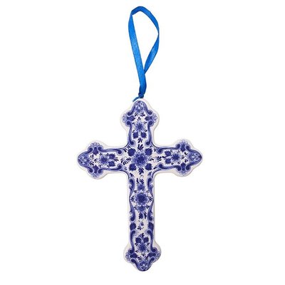 Heinen Delfts blauw Christmas ornament Cross Delft blue