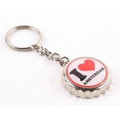 Typisch Hollands Keychain kroonkurk I love Amsterdam