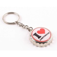 Typisch Hollands Keychain kroonkurk I love Amsterdam