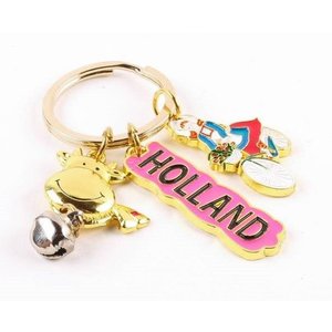 Matix Keychain charms cow / bicycle Holland gold