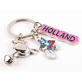 Typisch Hollands Keychain charms cow / bicycle shiny silver