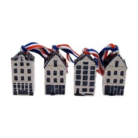 Typisch Hollands Christmas decorations - Delft blue houses (4pack)