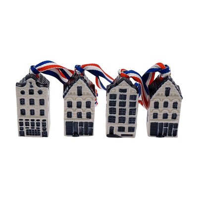 Typisch Hollands Christmas decorations - Delft blue houses (4-pack)