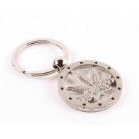 Typisch Hollands Sleutelhanger weedblad uitgesneden Amsterdam