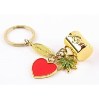 Typisch Hollands Keychain charms cup / heart / weed gold