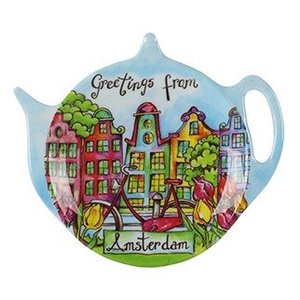 Typisch Hollands Tee-Untertasse - Amsterdam - Grachtenhäuser