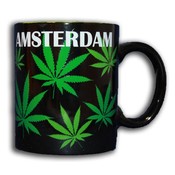 Typisch Hollands Amsterdamer Becher mit Cannabisblatt in Geschenkbox