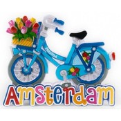 Typisch Hollands Magneet fiets blauw Amsterdam