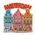 Typisch Hollands Magneet 3 huisjes Amsterdam rood