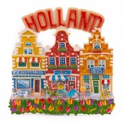 Typisch Hollands Magneet 3 huisjes Holland rood