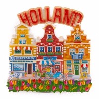 Typisch Hollands Magnet 3 houses Holland - red