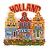 Typisch Hollands Magneet 3 huisjes Holland rood
