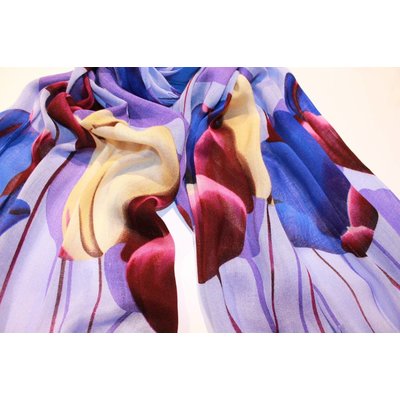 Robin Ruth Fashion Damessjaal Robin Ruth Tulpen paars ,creme en aubergine