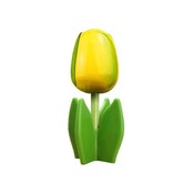 Typisch Hollands Wooden tulip on foot 14 cm - Yellow - Green