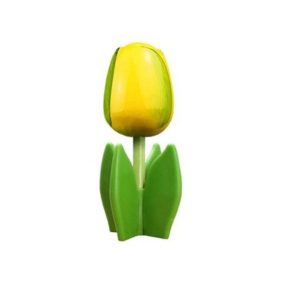 Typisch Hollands Wooden tulip on foot 14 cm - Yellow - Green