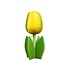 Nijhuis  Wooden tulip on foot 14 cm - Yellow - Green