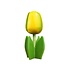 Typisch Hollands Houten tulp op voet 14 cm - Geel - Groen