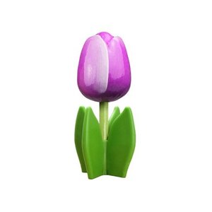 Nijhuis  Houten tulp op voet 14 cm - Violet
