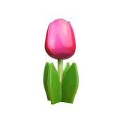Typisch Hollands Houten tulp op voet 14 cm - Diep roze