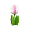 Nijhuis  Wooden tulip on foot 14 cm - White Pink