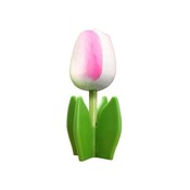 Typisch Hollands Hölzerne Tulpe zu Fuß 14 cm Weiß Rosa