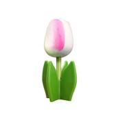 Typisch Hollands Wooden tulip on foot 14 cm White Pink