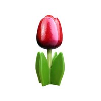 Typisch Hollands Houten tulp op voet 14 cm - Rood-Wit