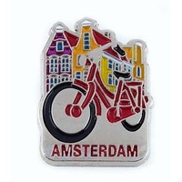 Typisch Hollands Pin fiets met huisjes Amsterdam zilver