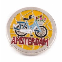 Typisch Hollands Pin blue bicycle Amsterdam silver