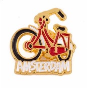 Typisch Hollands Pin Fahrrad rot Amsterdam Gold