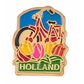 Typisch Hollands Pin rode fiets met tulpen Holland goud