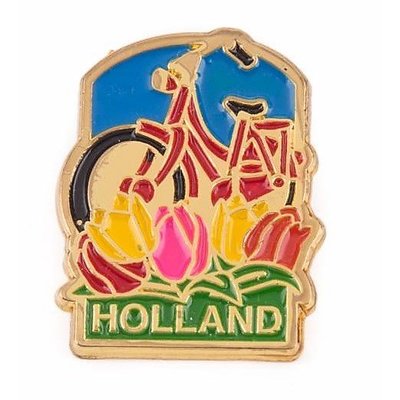 Matix Pin rode fiets met tulpen Holland goud