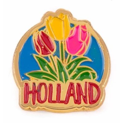 Typisch Hollands Pin with 3 tulips Holland gold