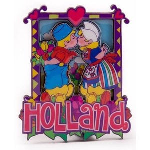 Typisch Hollands Magneet 2D MDF kussend paartje Holland