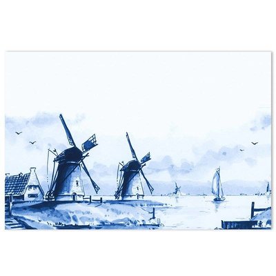 Heinen Delftware Tischset - Delfter Blaue Windmühlen