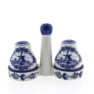 Heinen Delftware Delft blue salt and pepper set with base