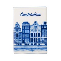 Heinen Delftware Magneet Tegel - rechthoek Amsterdam staand
