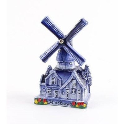 Heinen Delfts blauw Delfts blauwe dorpsmolen 10 cm