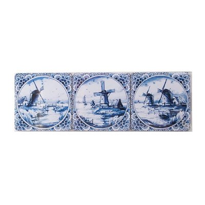 Heinen Delfts blauw Delft blue coasters Mills 6 pieces