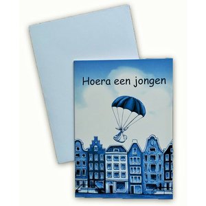 Typisch Hollands Doppelte Grußkarte - Hurra ein Junge!