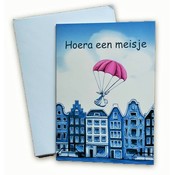 Typisch Hollands Double greeting card - Hooray a girl!