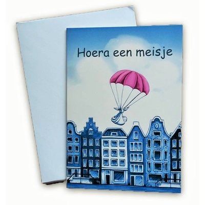 Typisch Hollands Double greeting card - Hooray a girl!