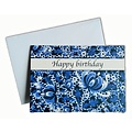 Heinen Delftware Dubbele wenskaart - Happy Birthday - Delfts blauw