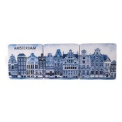 Heinen Delftware Delft blue coasters Amsterdam - Facade houses